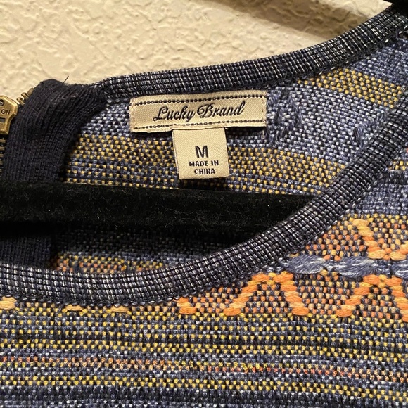 Multicolor Patterned & Embroidered Lucky Brand Long Sleeve Sweater - Picture 6 of 6